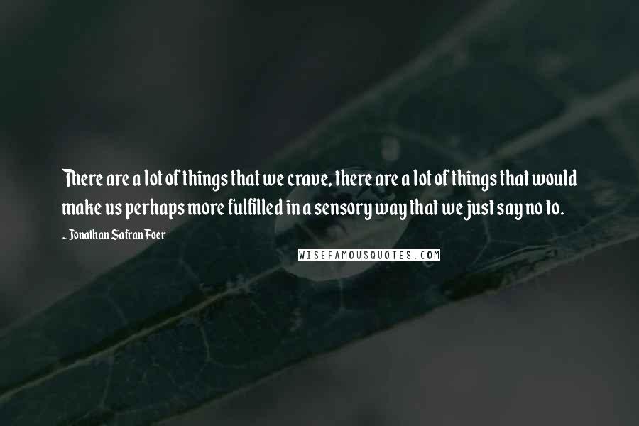 Jonathan Safran Foer Quotes: There are a lot of things that we crave, there are a lot of things that would make us perhaps more fulfilled in a sensory way that we just say no to.