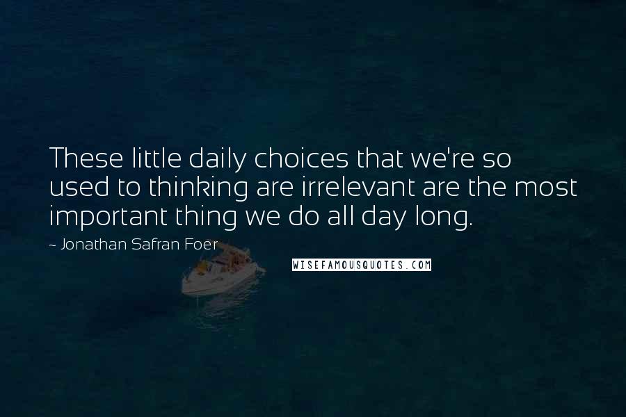 Jonathan Safran Foer Quotes: These little daily choices that we're so used to thinking are irrelevant are the most important thing we do all day long.