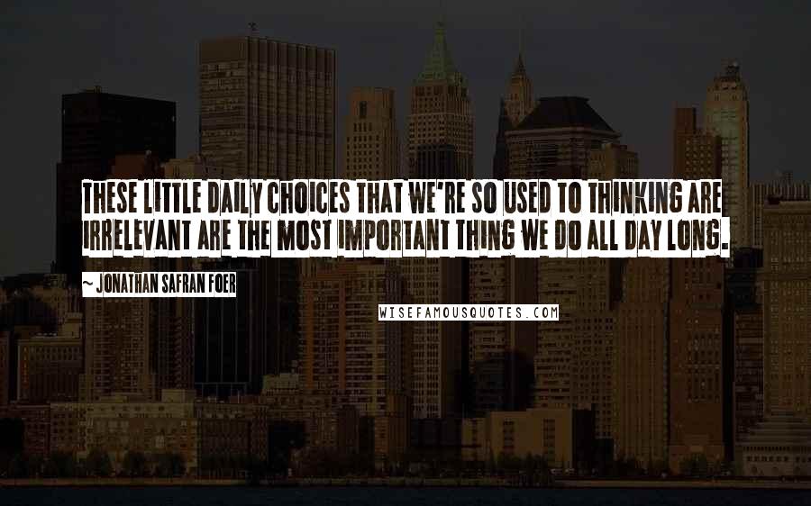 Jonathan Safran Foer Quotes: These little daily choices that we're so used to thinking are irrelevant are the most important thing we do all day long.