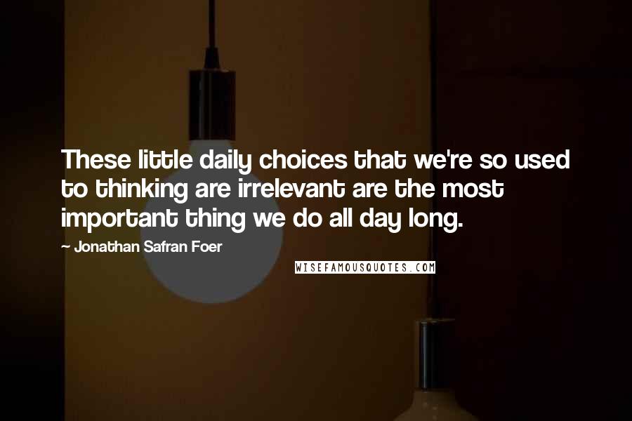 Jonathan Safran Foer Quotes: These little daily choices that we're so used to thinking are irrelevant are the most important thing we do all day long.