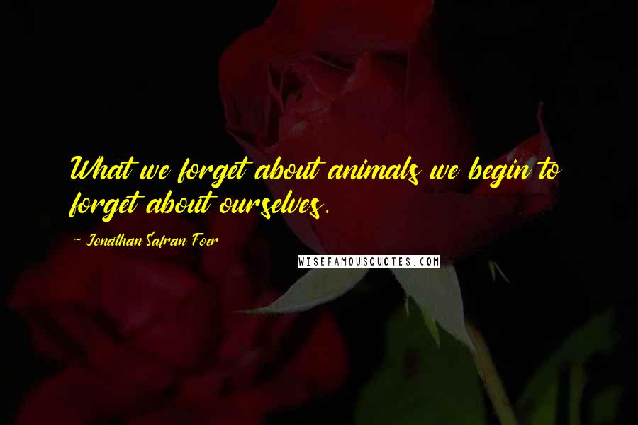 Jonathan Safran Foer Quotes: What we forget about animals we begin to forget about ourselves.