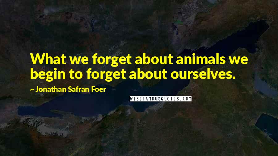 Jonathan Safran Foer Quotes: What we forget about animals we begin to forget about ourselves.