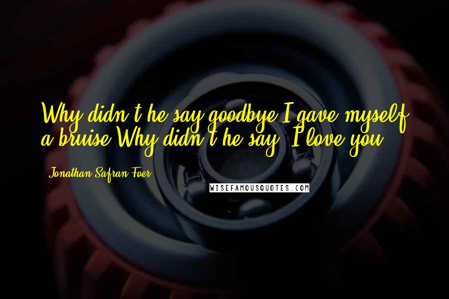 Jonathan Safran Foer Quotes: Why didn't he say goodbye?I gave myself a bruise.Why didn't he say 'I love you'?