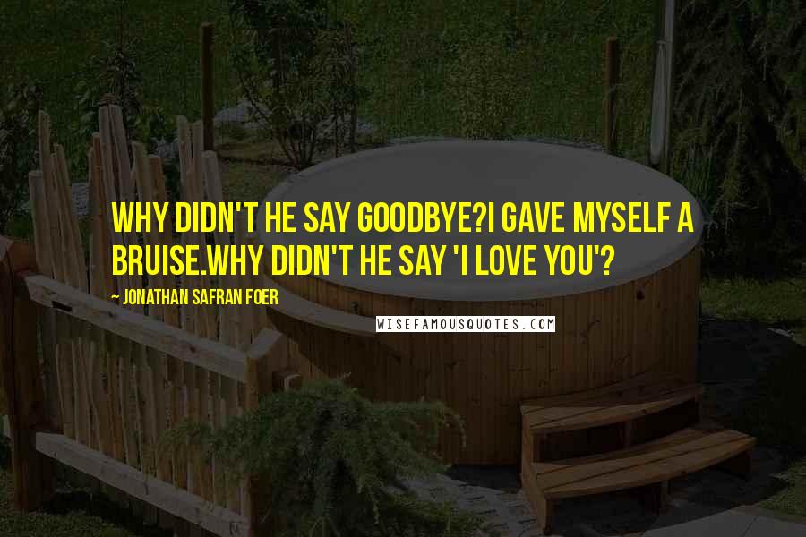 Jonathan Safran Foer Quotes: Why didn't he say goodbye?I gave myself a bruise.Why didn't he say 'I love you'?