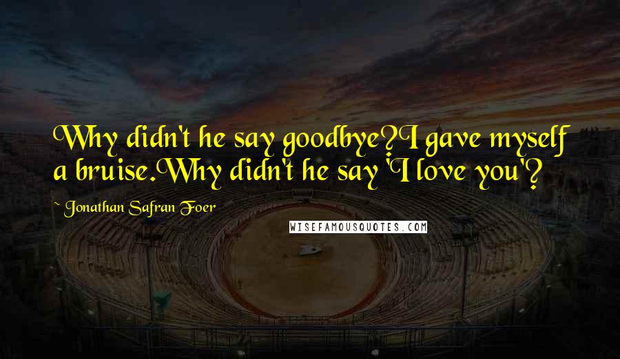 Jonathan Safran Foer Quotes: Why didn't he say goodbye?I gave myself a bruise.Why didn't he say 'I love you'?