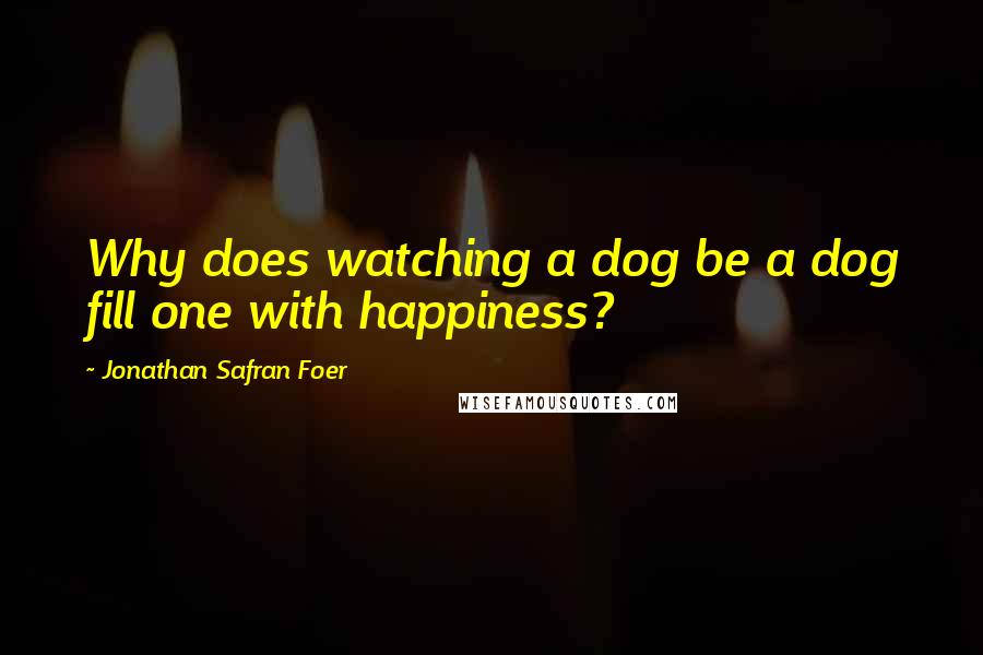 Jonathan Safran Foer Quotes: Why does watching a dog be a dog fill one with happiness?