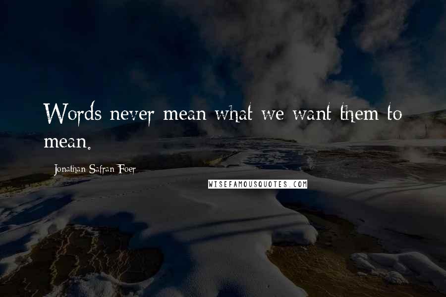 Jonathan Safran Foer Quotes: Words never mean what we want them to mean.