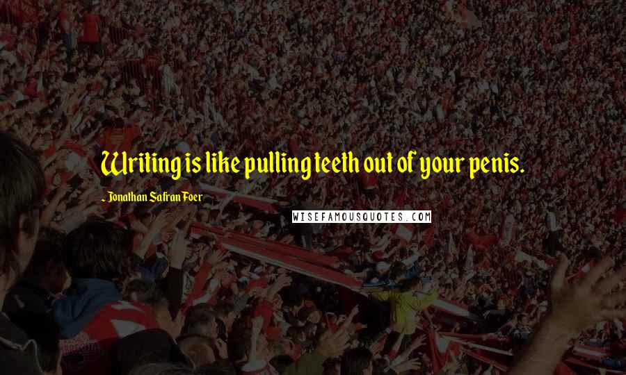 Jonathan Safran Foer Quotes: Writing is like pulling teeth out of your penis.