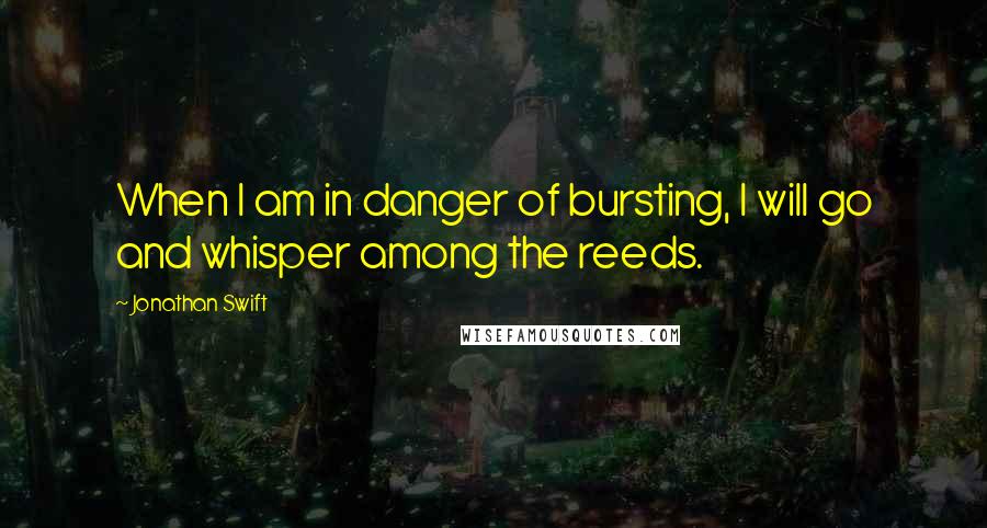 Jonathan Swift Quotes: When I am in danger of bursting, I will go and whisper among the reeds.