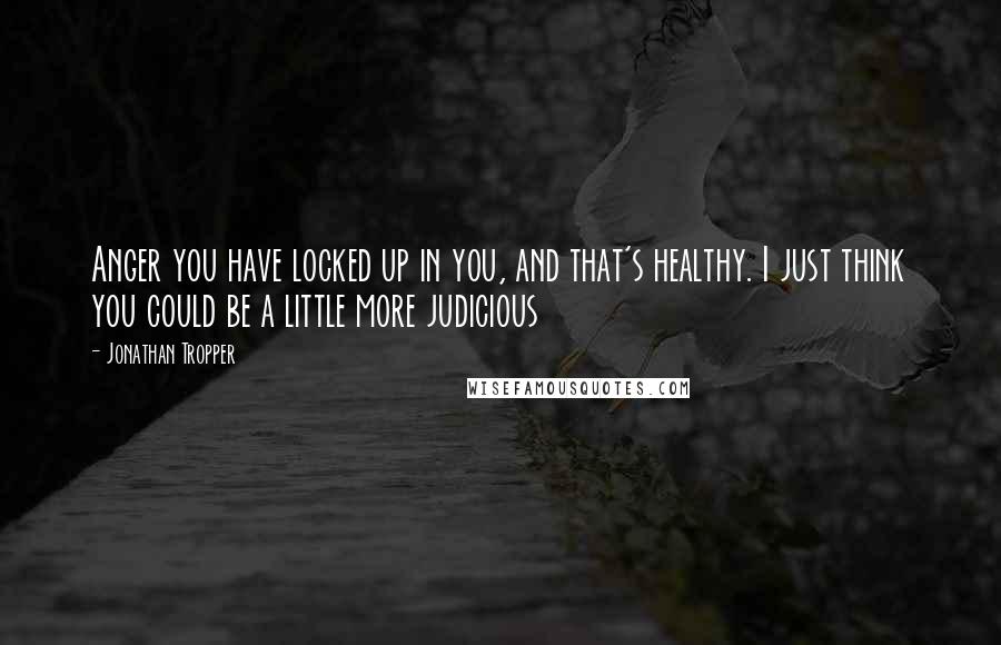 Jonathan Tropper Quotes: Anger you have locked up in you, and that's healthy. I just think you could be a little more judicious