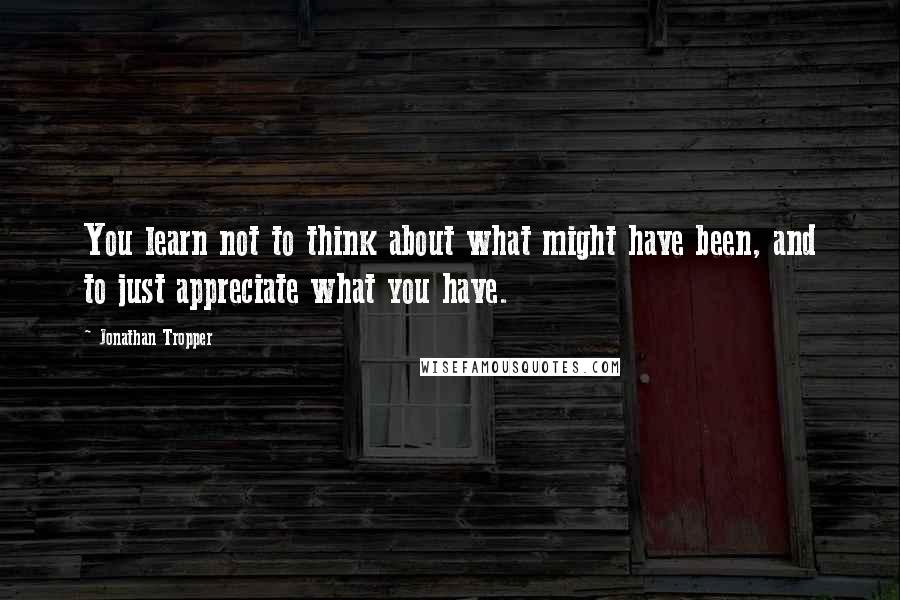 Jonathan Tropper Quotes: You learn not to think about what might have been, and to just appreciate what you have.