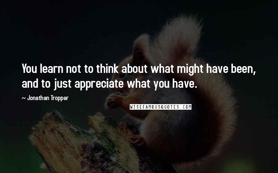 Jonathan Tropper Quotes: You learn not to think about what might have been, and to just appreciate what you have.