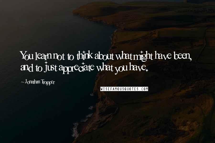 Jonathan Tropper Quotes: You learn not to think about what might have been, and to just appreciate what you have.