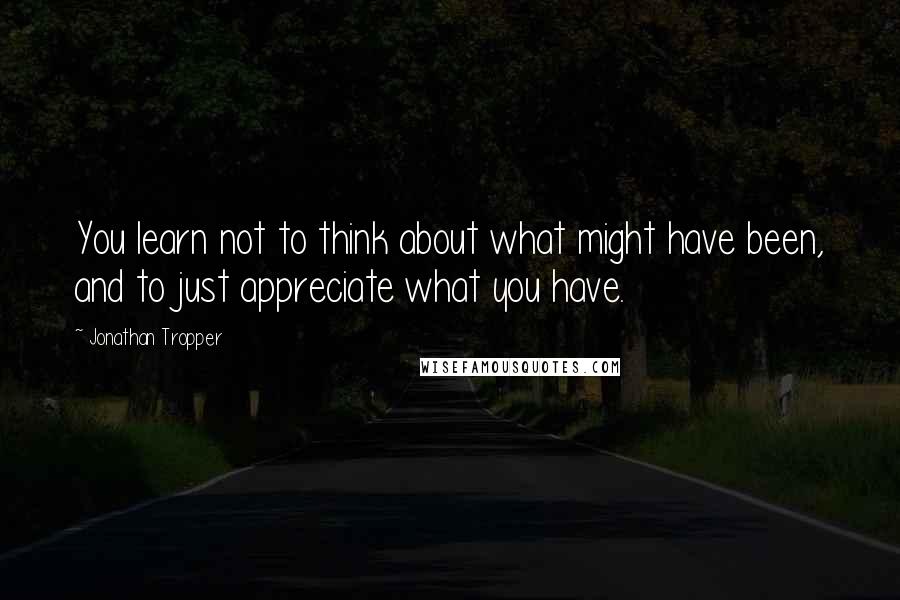 Jonathan Tropper Quotes: You learn not to think about what might have been, and to just appreciate what you have.