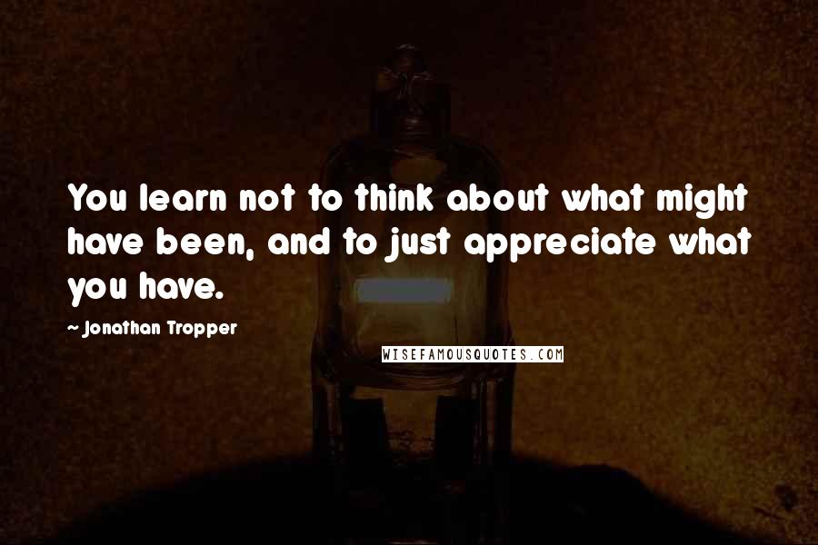 Jonathan Tropper Quotes: You learn not to think about what might have been, and to just appreciate what you have.