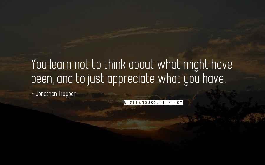 Jonathan Tropper Quotes: You learn not to think about what might have been, and to just appreciate what you have.