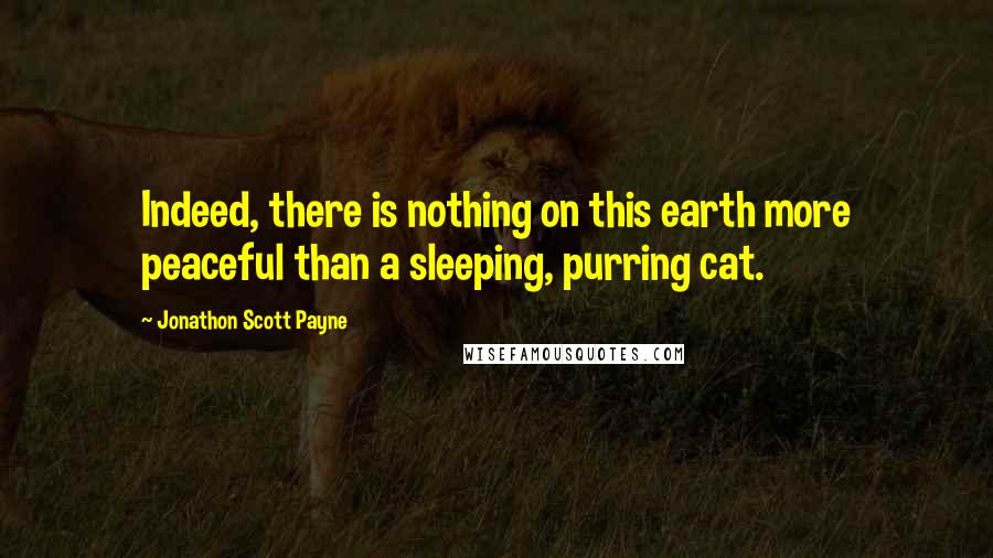 Jonathon Scott Payne Quotes: Indeed, there is nothing on this earth more peaceful than a sleeping, purring cat.