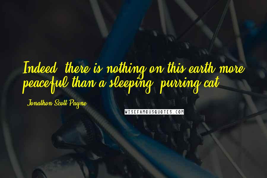 Jonathon Scott Payne Quotes: Indeed, there is nothing on this earth more peaceful than a sleeping, purring cat.