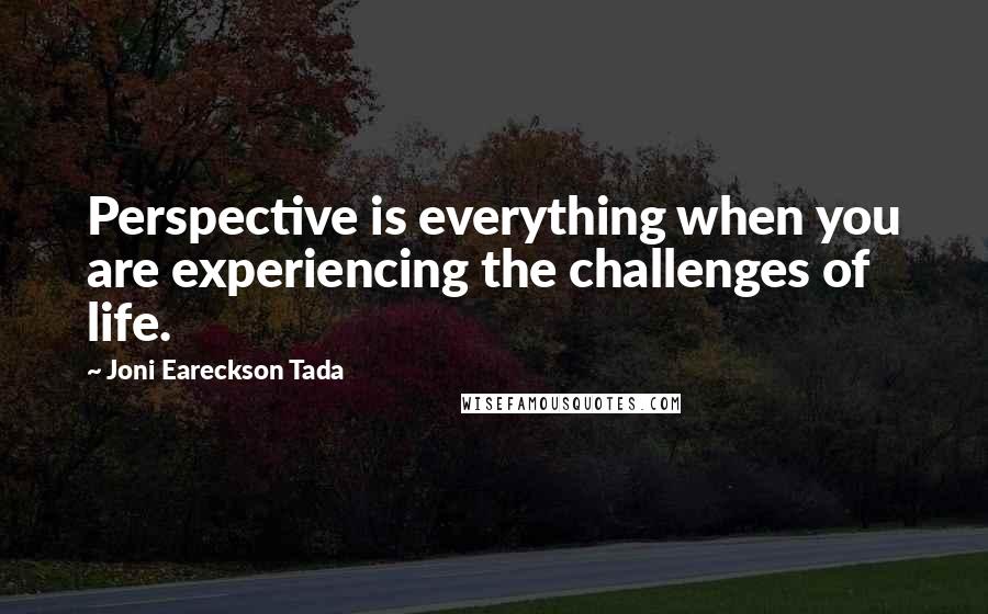 Joni Eareckson Tada Quotes: Perspective is everything when you are experiencing the challenges of life.