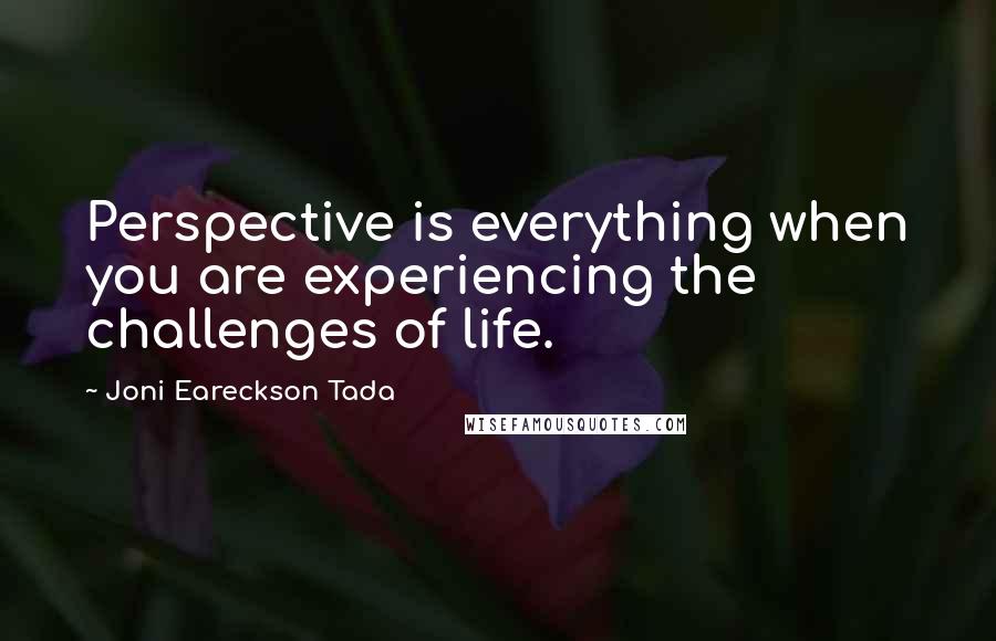 Joni Eareckson Tada Quotes: Perspective is everything when you are experiencing the challenges of life.