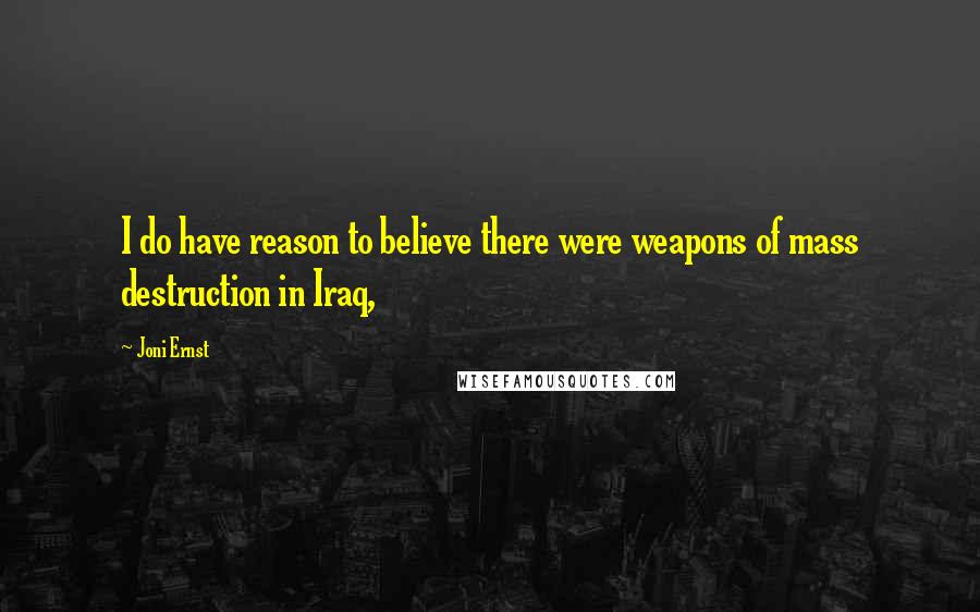 Joni Ernst Quotes: I do have reason to believe there were weapons of mass destruction in Iraq,