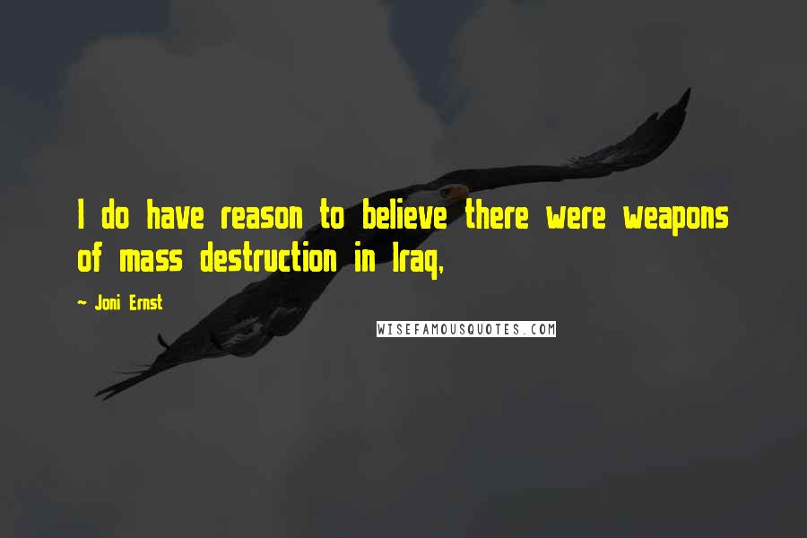 Joni Ernst Quotes: I do have reason to believe there were weapons of mass destruction in Iraq,