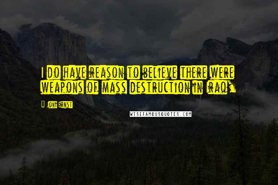 Joni Ernst Quotes: I do have reason to believe there were weapons of mass destruction in Iraq,