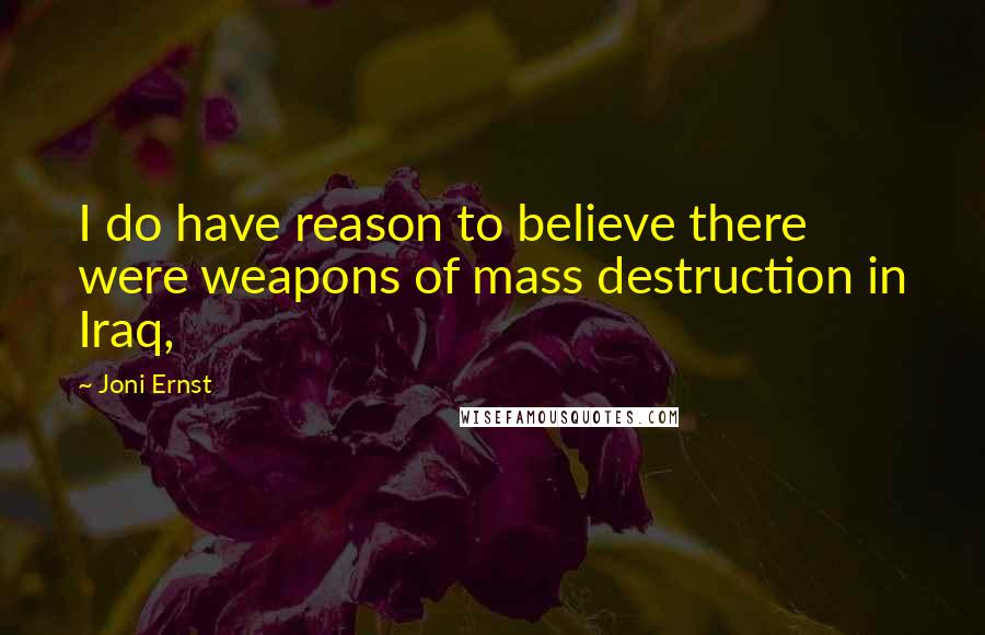 Joni Ernst Quotes: I do have reason to believe there were weapons of mass destruction in Iraq,