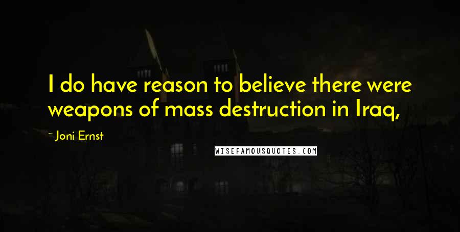 Joni Ernst Quotes: I do have reason to believe there were weapons of mass destruction in Iraq,