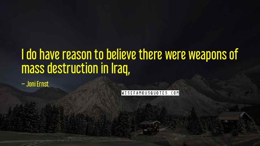 Joni Ernst Quotes: I do have reason to believe there were weapons of mass destruction in Iraq,