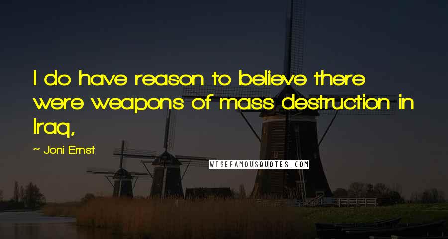 Joni Ernst Quotes: I do have reason to believe there were weapons of mass destruction in Iraq,