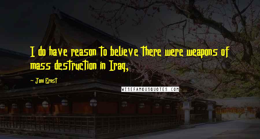 Joni Ernst Quotes: I do have reason to believe there were weapons of mass destruction in Iraq,