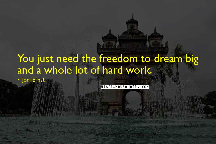 Joni Ernst Quotes: You just need the freedom to dream big and a whole lot of hard work.