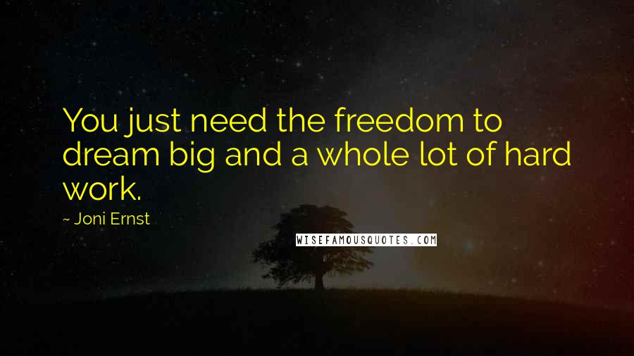 Joni Ernst Quotes: You just need the freedom to dream big and a whole lot of hard work.