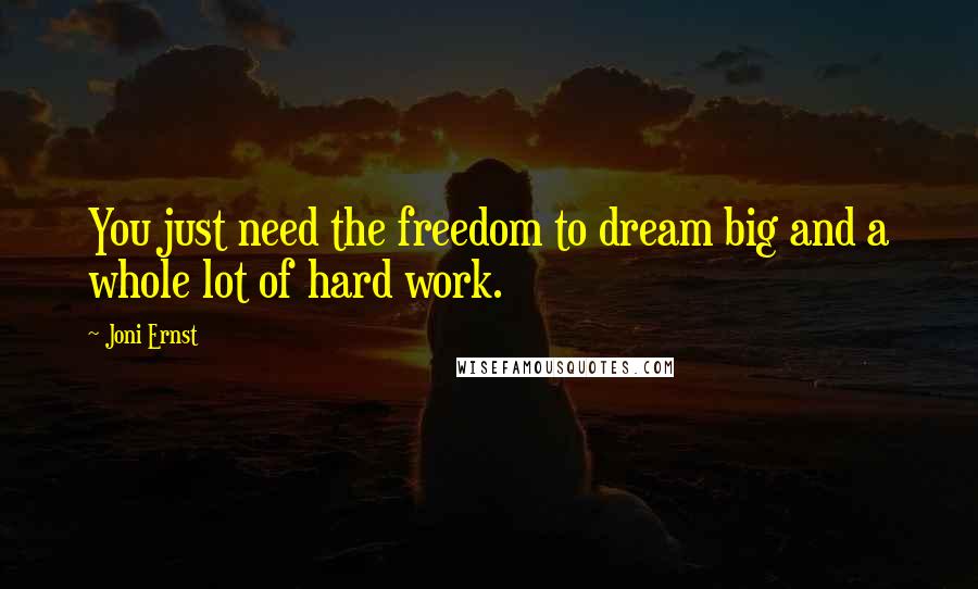 Joni Ernst Quotes: You just need the freedom to dream big and a whole lot of hard work.