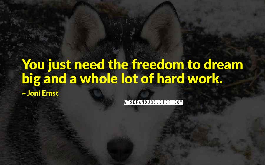 Joni Ernst Quotes: You just need the freedom to dream big and a whole lot of hard work.