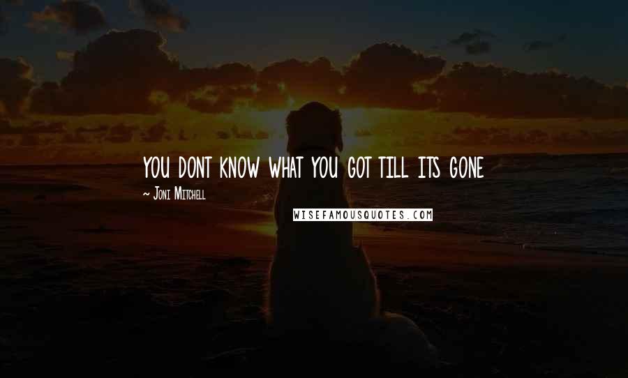 Joni Mitchell Quotes: you dont know what you got till its gone