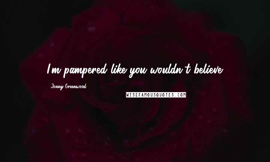 Jonny Greenwood Quotes: I'm pampered like you wouldn't believe.