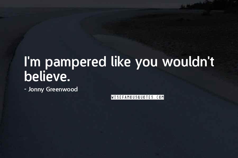 Jonny Greenwood Quotes: I'm pampered like you wouldn't believe.