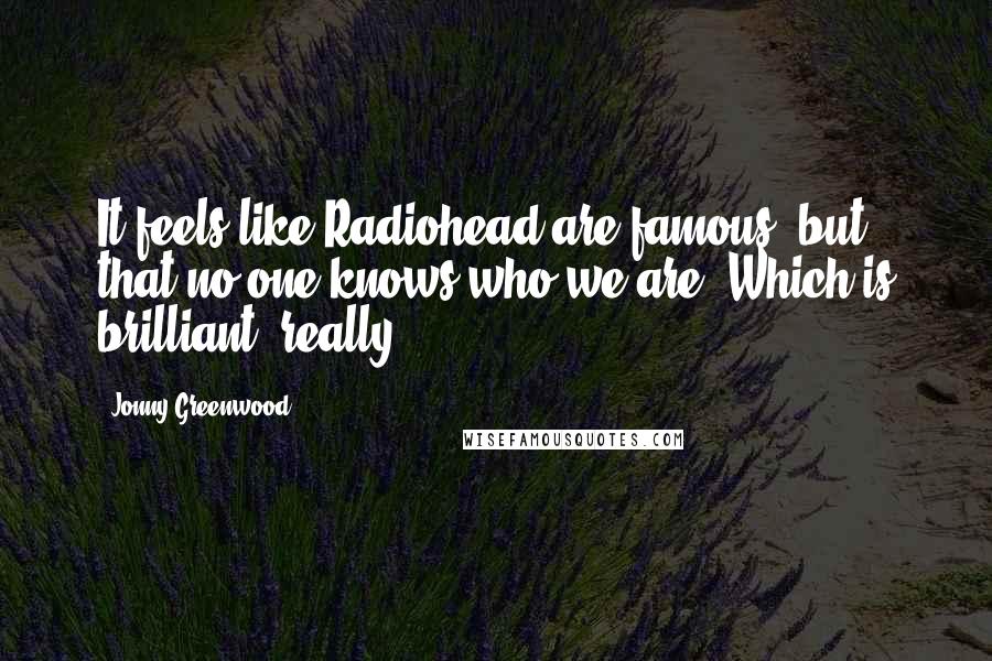 Jonny Greenwood Quotes: It feels like Radiohead are famous, but that no one knows who we are. Which is brilliant, really.