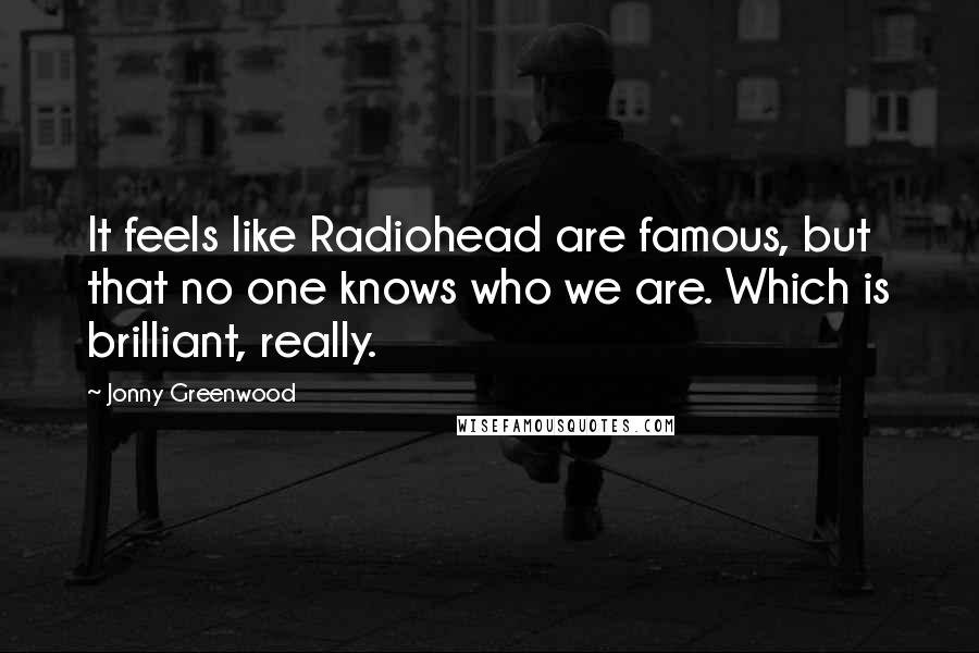 Jonny Greenwood Quotes: It feels like Radiohead are famous, but that no one knows who we are. Which is brilliant, really.