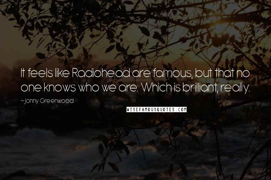 Jonny Greenwood Quotes: It feels like Radiohead are famous, but that no one knows who we are. Which is brilliant, really.