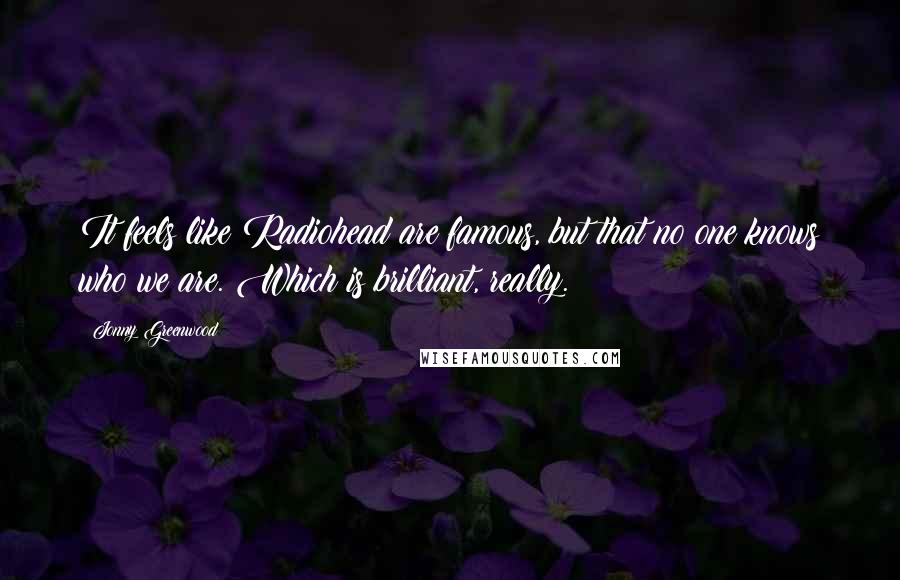 Jonny Greenwood Quotes: It feels like Radiohead are famous, but that no one knows who we are. Which is brilliant, really.