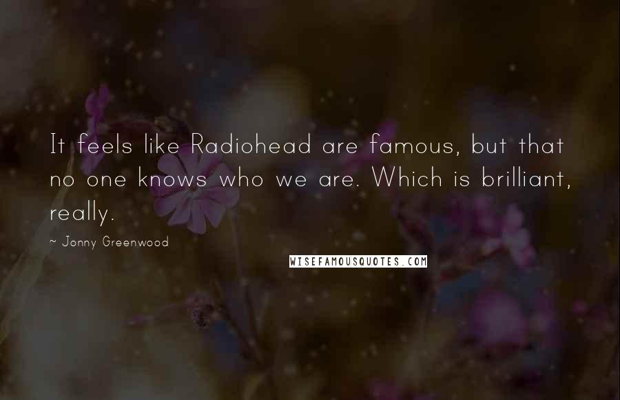 Jonny Greenwood Quotes: It feels like Radiohead are famous, but that no one knows who we are. Which is brilliant, really.