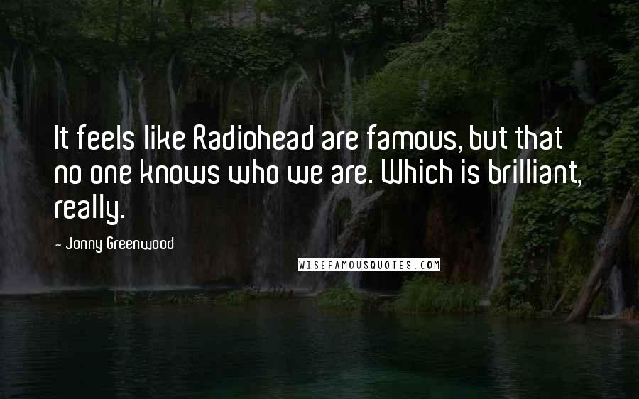 Jonny Greenwood Quotes: It feels like Radiohead are famous, but that no one knows who we are. Which is brilliant, really.