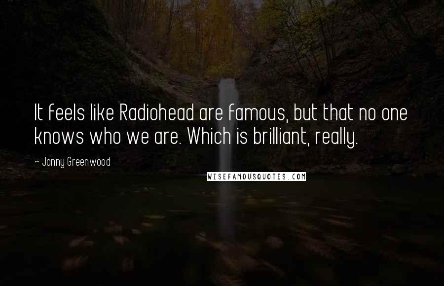 Jonny Greenwood Quotes: It feels like Radiohead are famous, but that no one knows who we are. Which is brilliant, really.