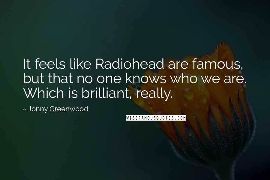 Jonny Greenwood Quotes: It feels like Radiohead are famous, but that no one knows who we are. Which is brilliant, really.