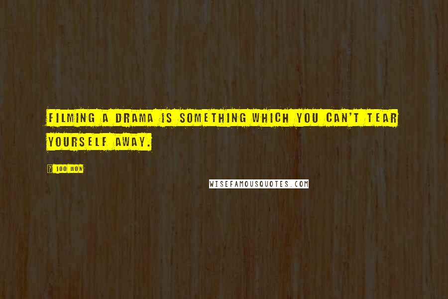 Joo Won Quotes: Filming a drama is something which you can't tear yourself away.