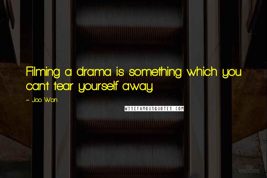 Joo Won Quotes: Filming a drama is something which you can't tear yourself away.