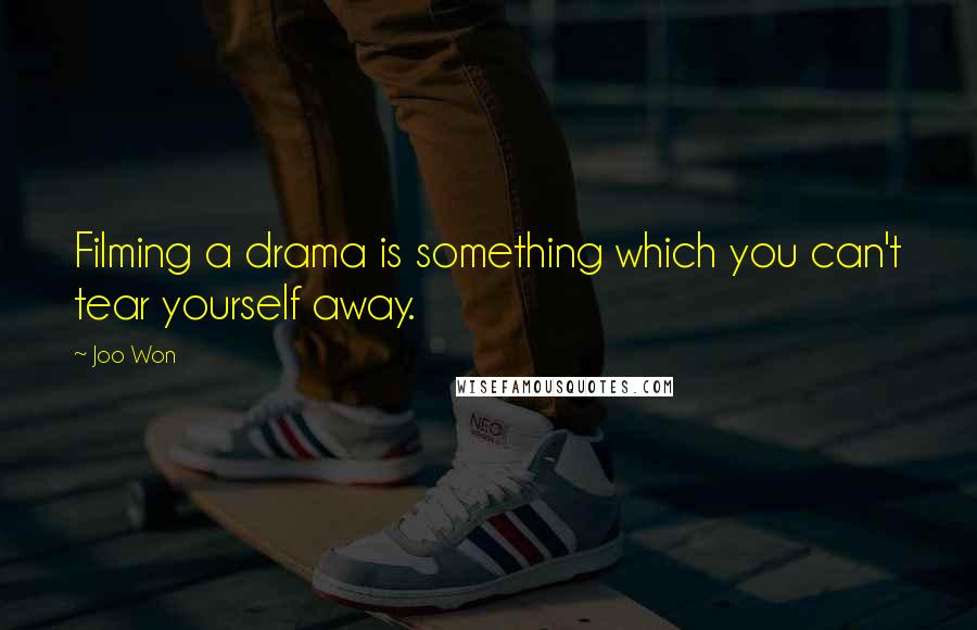 Joo Won Quotes: Filming a drama is something which you can't tear yourself away.